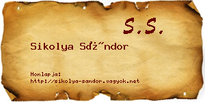 Sikolya Sándor névjegykártya